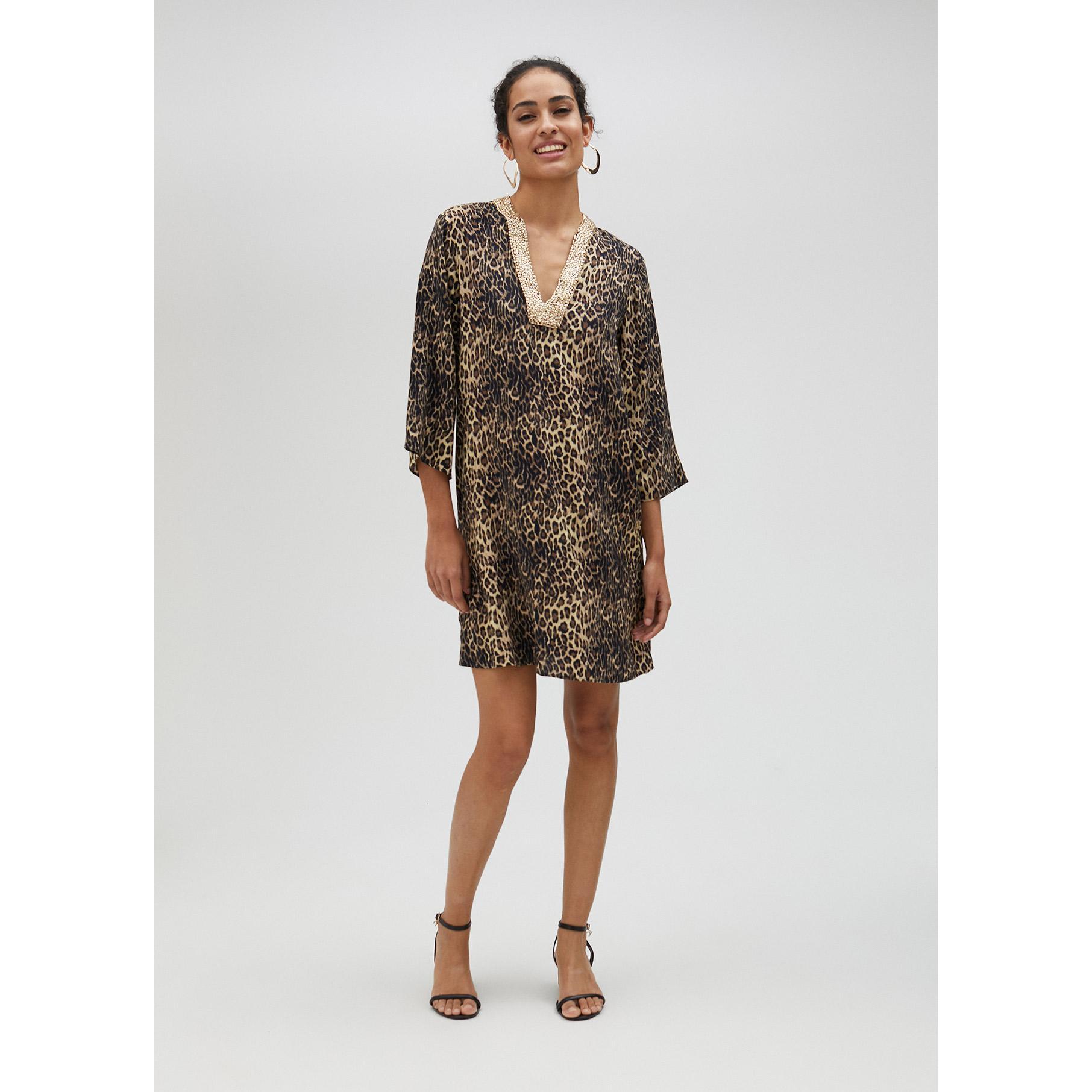 Kurta vestito corto stampa animalier