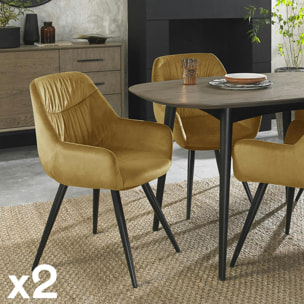 Fauteuil de table velours moutarde (lot de 2) ARLINGON