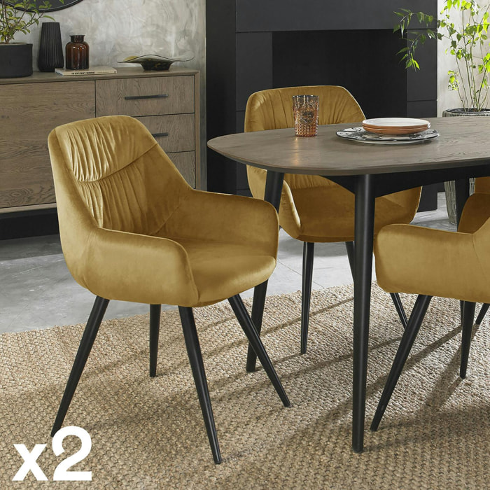 Fauteuil de table velours moutarde (lot de 2) ARLINGON