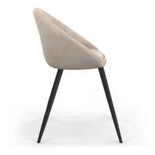 Chaises Dory en velours taupe et pieds métal noirs - lot de 2