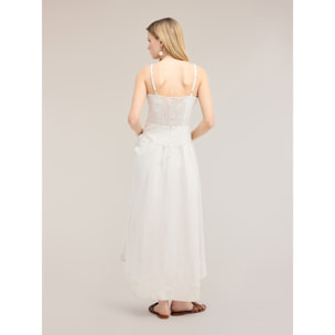 Motivi - Vestito flare lungo in misto lino - Beige