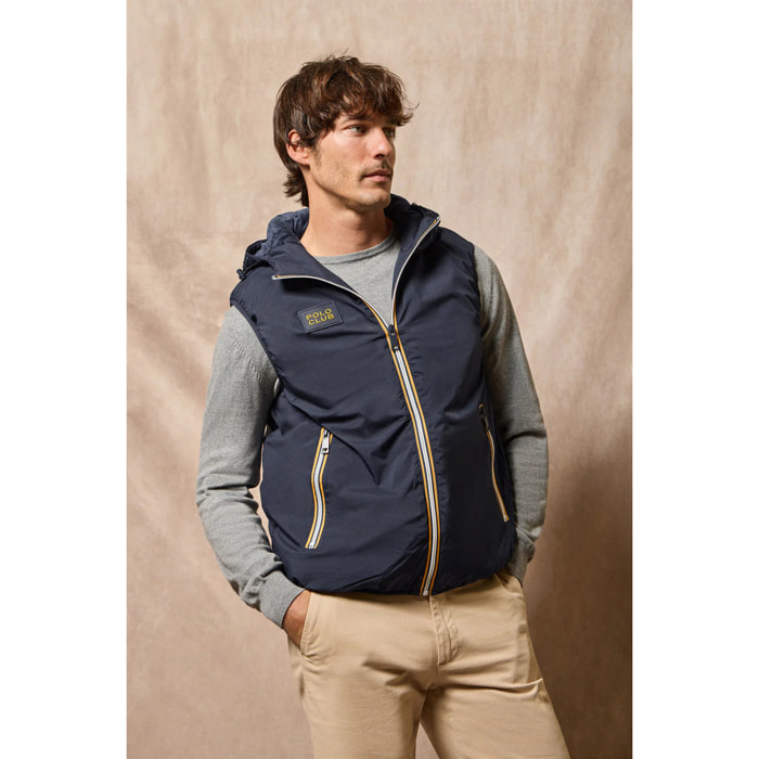 Gilet blu marino leggero con cappuccio fisso e particolari Polo Club