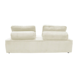 Chauffeuse 2 places pour canapé modulable velours côtelé crème