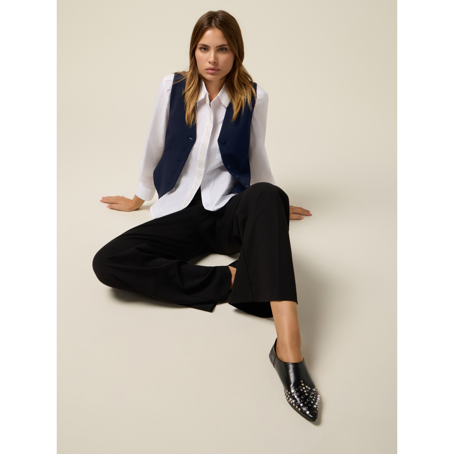 Oltre - Gilet in tessuto crêpe - Blu