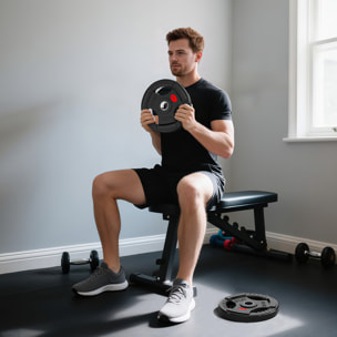 Discos Pesas Olímpicas, Agujero Ø50 mm, 2 Discos de Pesas 15 kg con Anillo Interior de Acero y Triple Agarre, para Mancuernas y Barras, Entrenamiento Fitness en Casa, Gimnasio, Negro