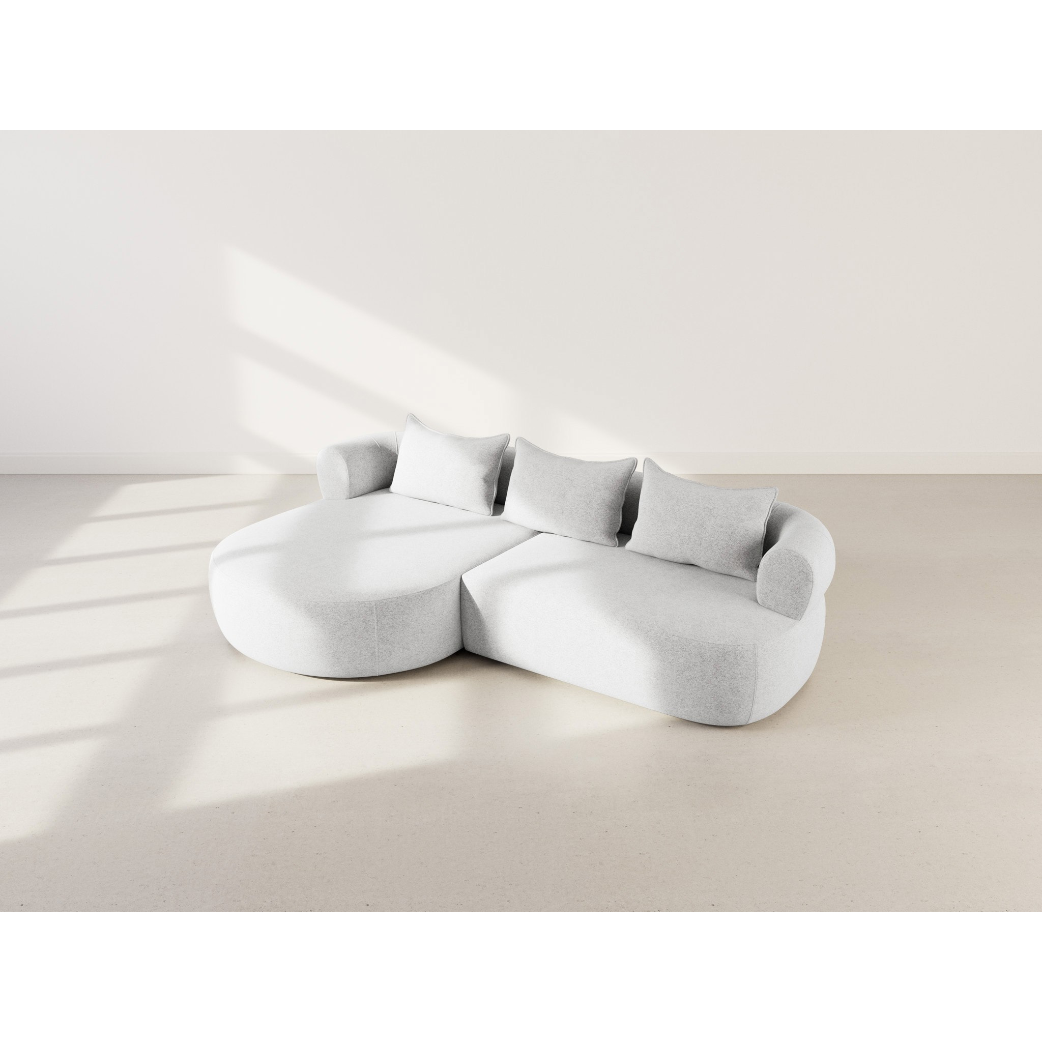 Angela - canapé d'angle gauche 4 places en velours texturé - Gris clair