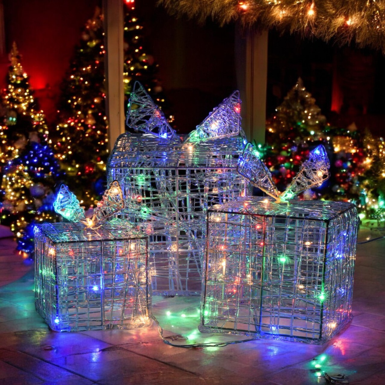 juego de 3 cajas de regalo luminosas con 90 micro leds multicolores