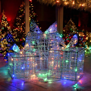 juego de 3 cajas de regalo luminosas con 90 micro leds multicolores