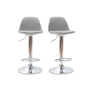 Tabourets de bar design gris clair (lot de 2) STEEVY