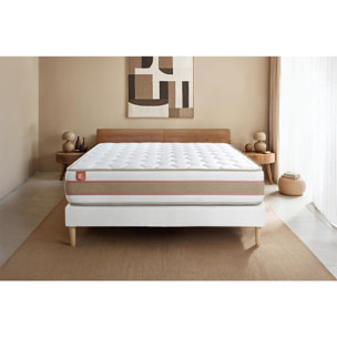 Ensemble Matelas Le Délicat - 26cm - Ressorts ensachés et mémoire de forme - Technologie hybride, fabrication responsable. - Sommier kit Blanc