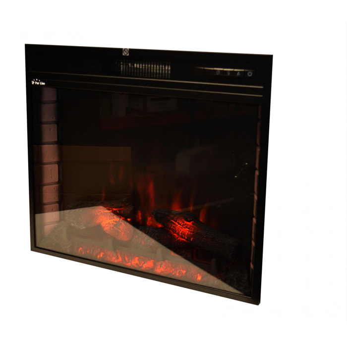 Chimenea eléctrica 2kW en cristal templado plano con mando a distancia y llama regulable CHE-630R PURLINE