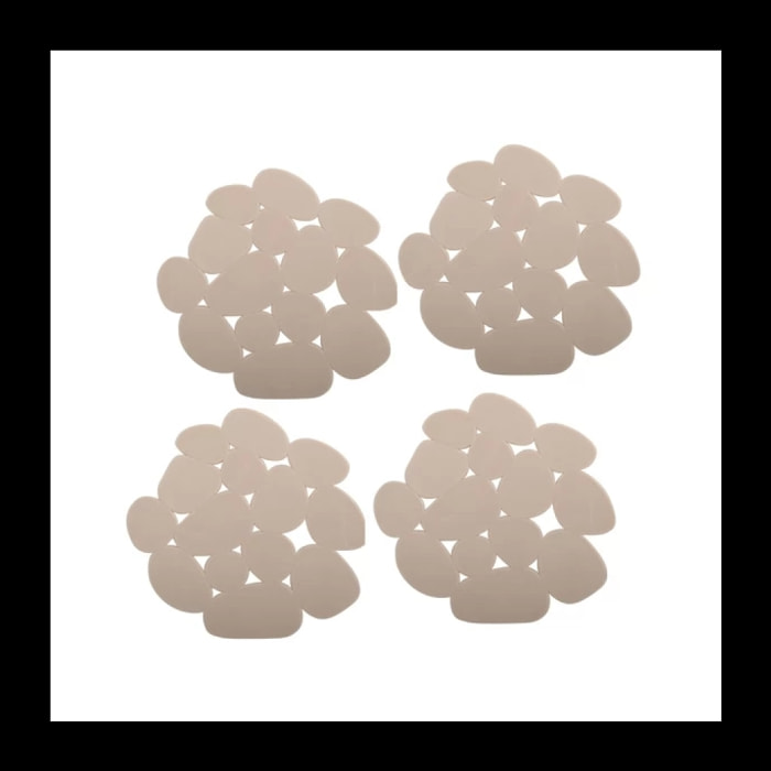 Lot de 4 Tapis antiderapants de douche ou baignoire PVC GALETS 12x13cm Beige MSV
