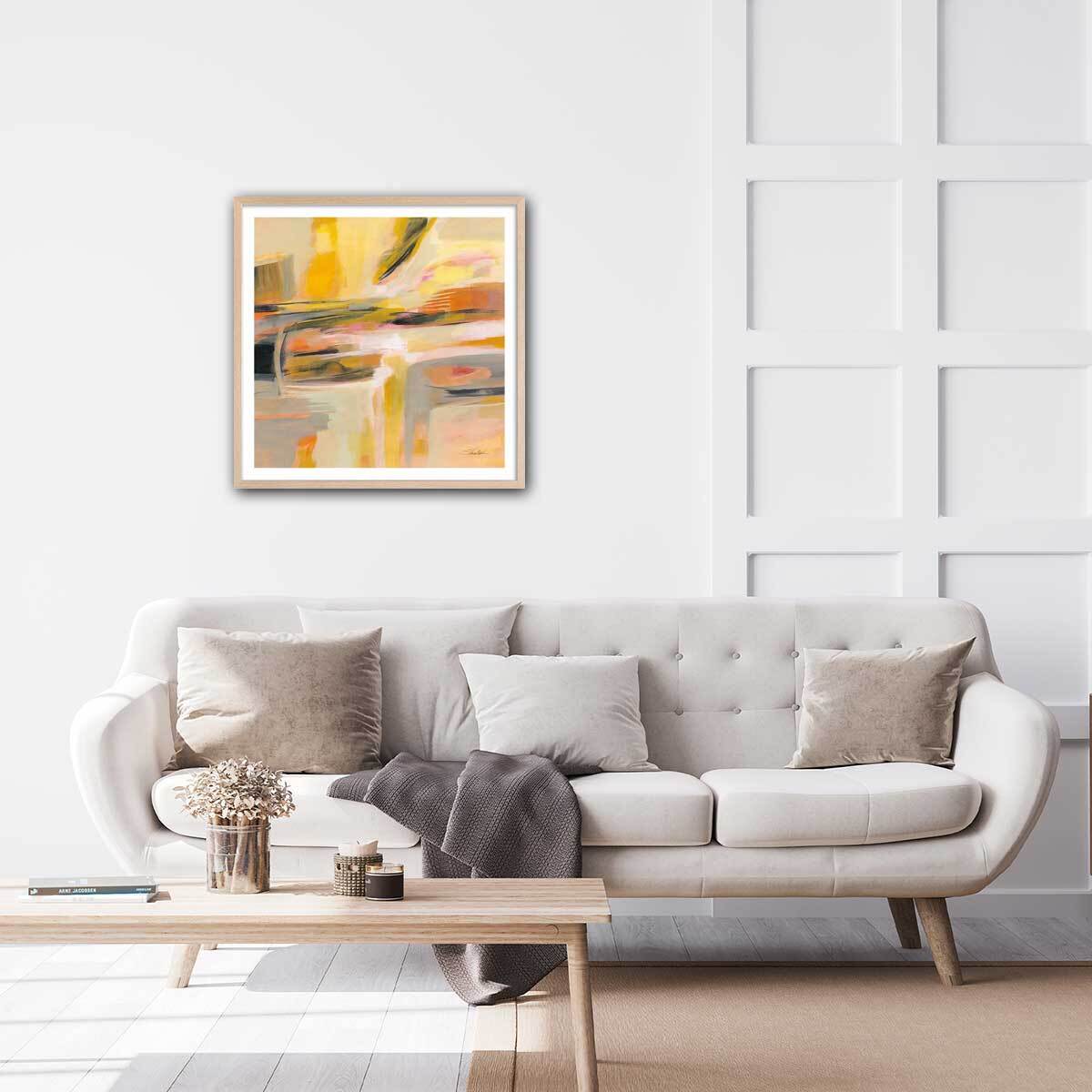 Affiche deco Soleil joyeux Affiche sous cadre bois