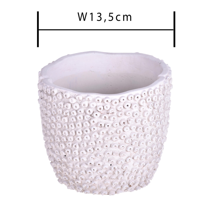 Vaso Cachepot In Cemento A Pois. Larghezza 13,5 Cm - Pezzi 4 - 13,5X11X13,5cm - Colore: Incolore  - Bianchi Dino - Ceramica