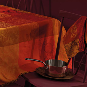 Serviette pur coton motif jacquard orange rouge Mille senteurs epices