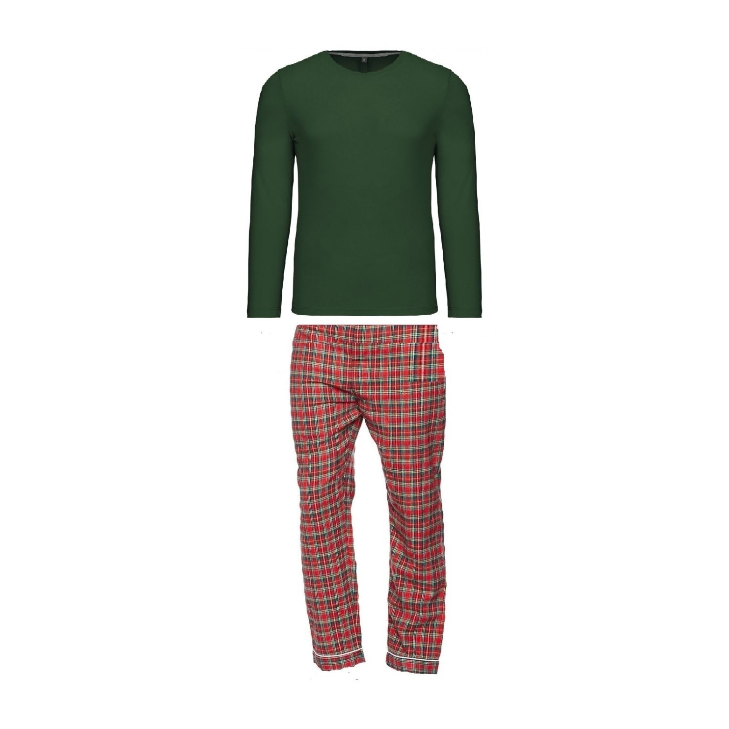 PIGIAMA UOMO flanella invernale scozzese rosso maglia verde