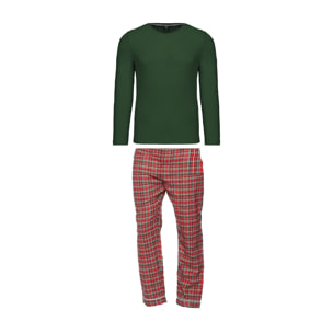 PIGIAMA UOMO flanella invernale scozzese rosso maglia verde