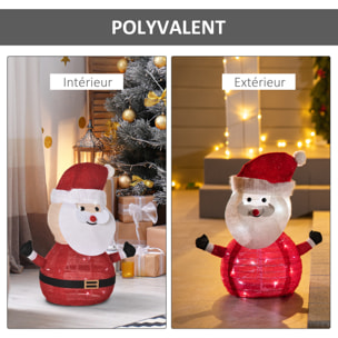 Père Noël Lumineux LED 51H cm - décoration de Noël LED - décoration Lumineuse de Noël - 30 LEDs 3 Clignotantes - Blanc Froid