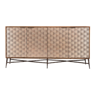 ALIX - Buffet en bois de manguier 4 portes motifs ethniques