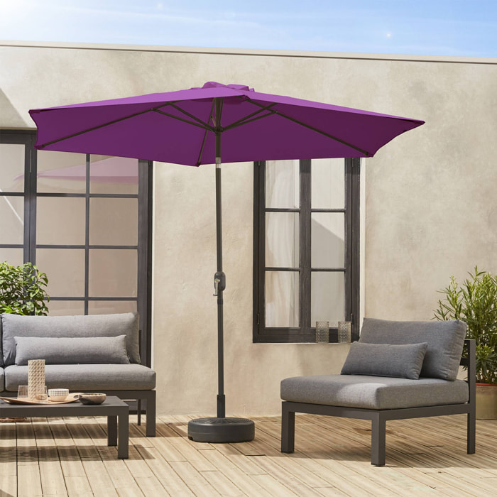 Parasol droit rond Ø300cm - Touquet Prune - mât central en aluminium orientable et manivelle d'ouverture