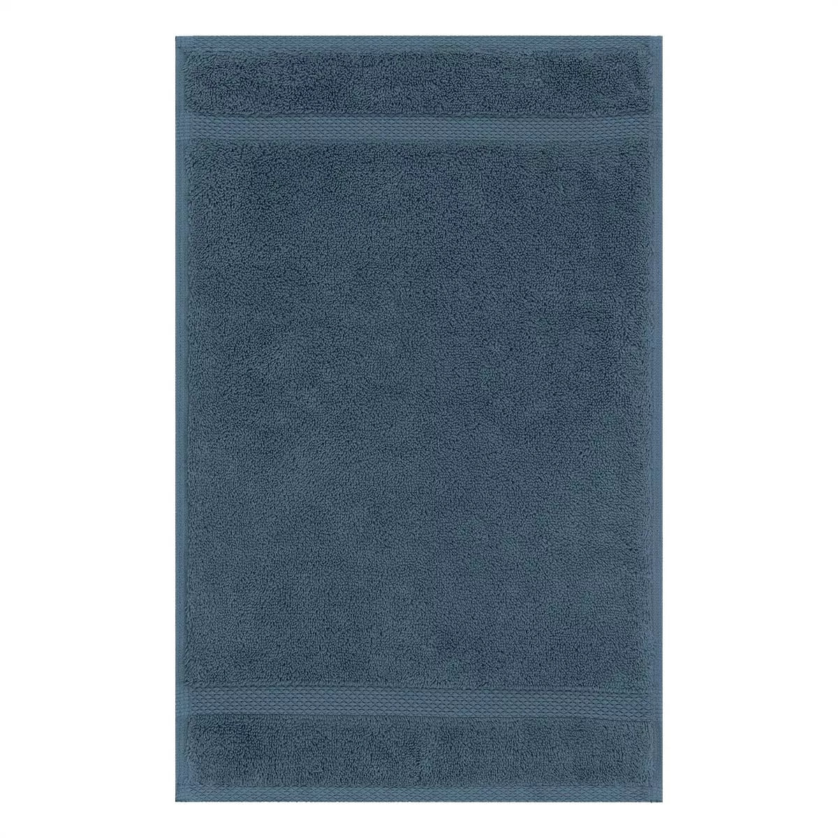 Serviette invites pur coton 550 g/m² uni bleu Elea bleu ardoise