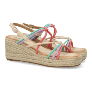 Sandalias de cuña de yute para mujer, comodas y elegantes diseño moderno con tiras cruzadas