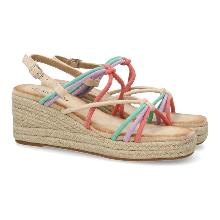 Sandalias de cuña de yute para mujer, comodas y elegantes diseño moderno con tiras cruzadas