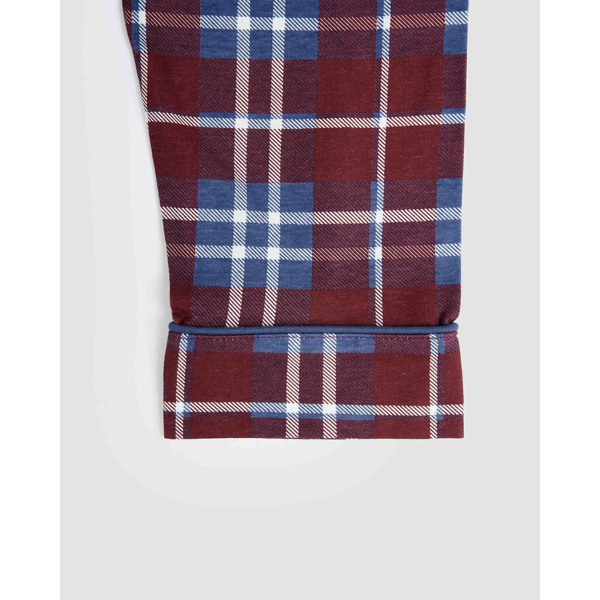 Pigiama lungo a camicia in cotone a quadri sauron bordeaux
