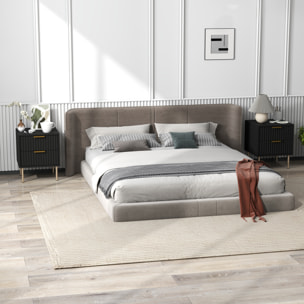 Chevet design contemporain 2 tiroirs effet cannelé coloris champagne doré noir