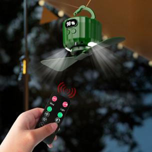 Ventilatore P15 con motore senza spazzole, LED con 12 luci, 3 velocità, 3 livelli di luce e 3 timer. Include telecomando, pale rimovibili e powerbank da 10400 mAh.