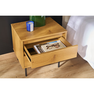 Table de chevet avec rangements 2 tiroirs finition bois clair chêne ARAGON
