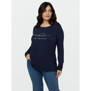 Fiorella Rubino - Camiseta con bordado skyline y texto - Azul