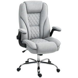 Fauteuil de bureau style Chesterfield réglable accoudoirs rabattables velours gris clair