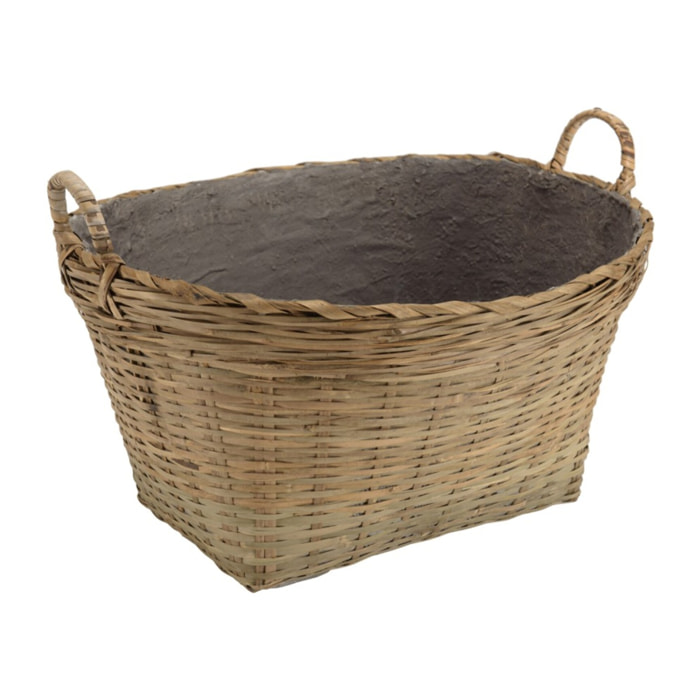 HECTOR - Pot de fleur ovale 60x53cm en bambou naturel avec anses