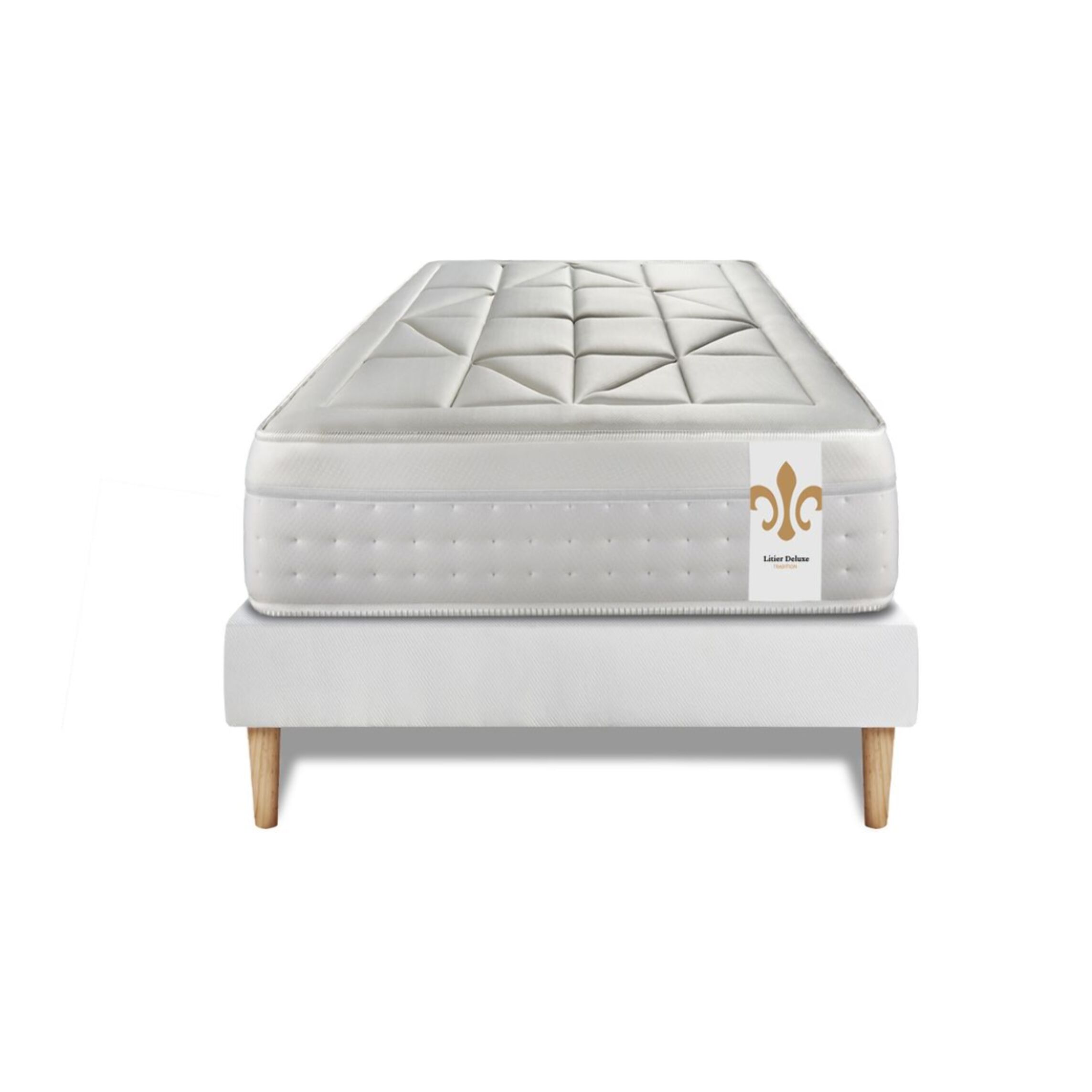 Ensemble Matelas Vingt-Huit - 28cm - Ressorts ensachés et mémoire de forme - Soutien point par point - Sommier Tapissier Blanc