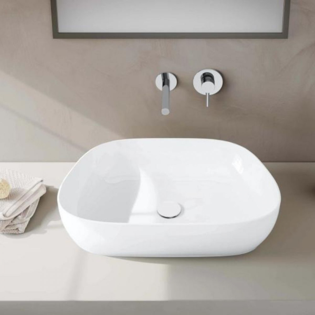 Lavabo double vasque à poser VITRA Outline, trapeze - blanc brillant Haut de gamme