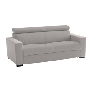 Divano fisso Micaela, Divano a 2 posti Large, 100% Made in Italy, Sofà Soggiorno, in tessuto imbottito, con poggiatesta regolabili e Braccioli slim, Cm 200x95h85, Grigio