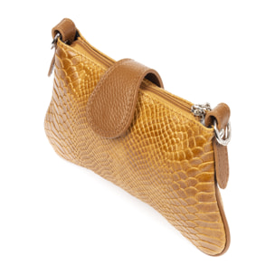 Allerona Bolso de mano Mujer.Piel auténtica Gamuza Grabado Serpiente