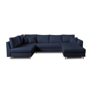 Rune - canapé panoramique avec pouf d'appoint - 7 places - style scandinave - gauche - Bleu pétrole