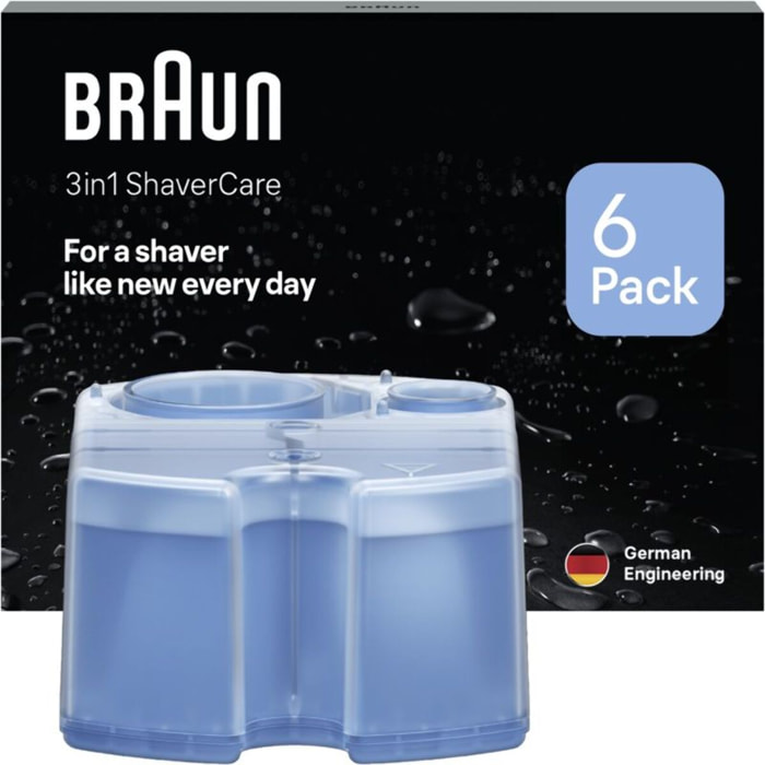 Cartouche nettoyante BRAUN nettoyante ShaverCare 3-en-1 pour rasoir x6 cartouches