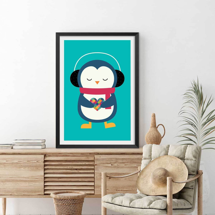 Affiche  coeur à prendre Affiche + cadre en bois - Noir