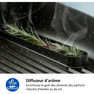 Plancha électrique PHILIPS HD6212/90  couvercle verre à poser, 50x25 cm