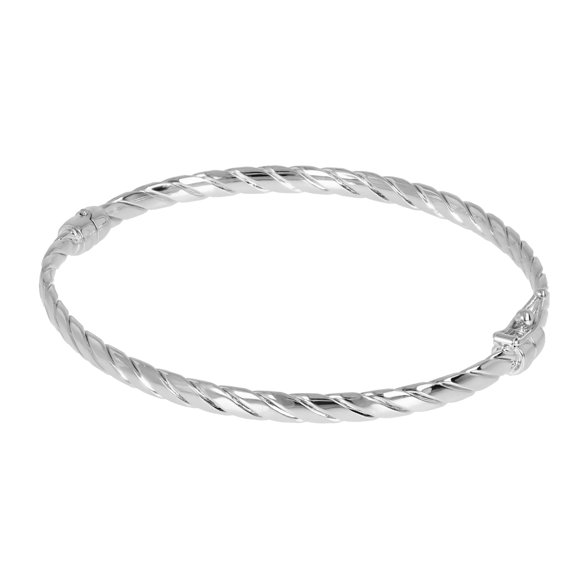 Bracciale Rigido Lucido Texture Treccia placcato Platino - Small