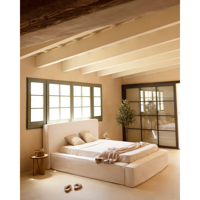 Lit déhoussable en lin blanc pour les matelas en différentes tailles