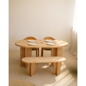 Table à manger ovale en bois massif ton chêne moyen en différentes tailles