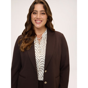 Fiorella Rubino - Blazer cropped in tessuto stretch - Marrone