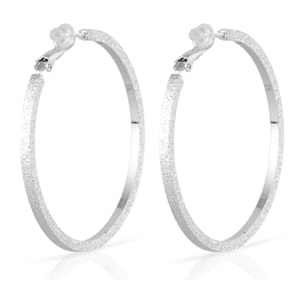 Pendientes de aro plano de cobre con recubrimiento electroplateado brillante, 50 mm, con cierre catalán en plata de ley 925.