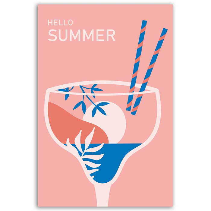 Tableau cocktail Hello Summer Toile imprimée