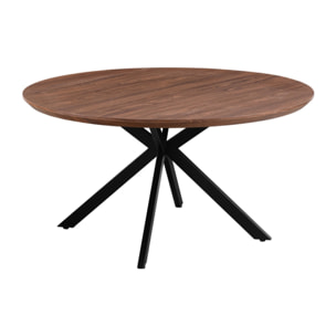 Tavolo tondo 140 cm con top effetto noce e gambe nere - Exten