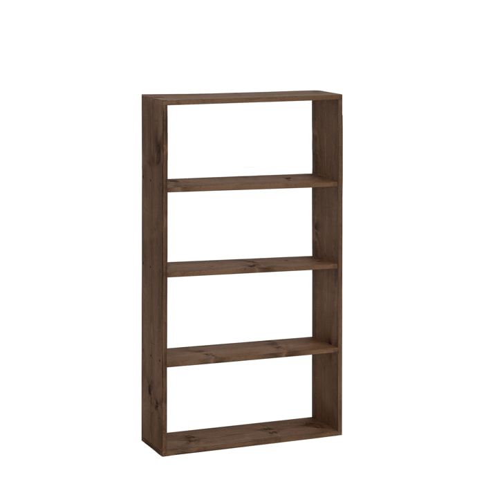 Estantería de madera maciza tono nogal con 3 estantes Alto: 146 Largo: 80 Ancho: 20